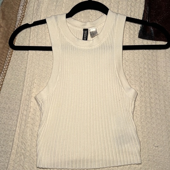 H&M White Rib-knit Tank Top - Picture 2 of 4